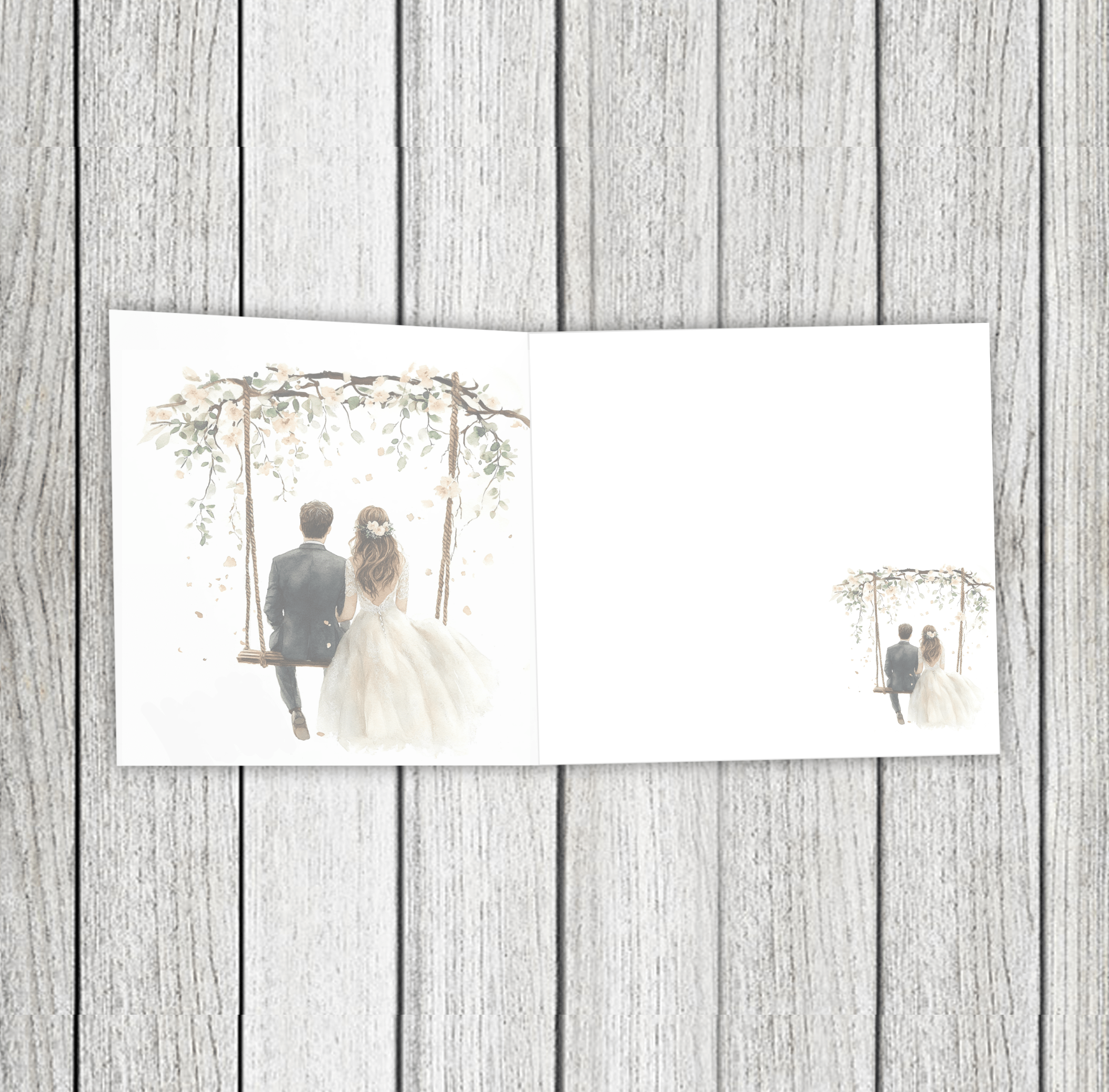 Floral Couple On A Swing Wedding Day Card - Image 2