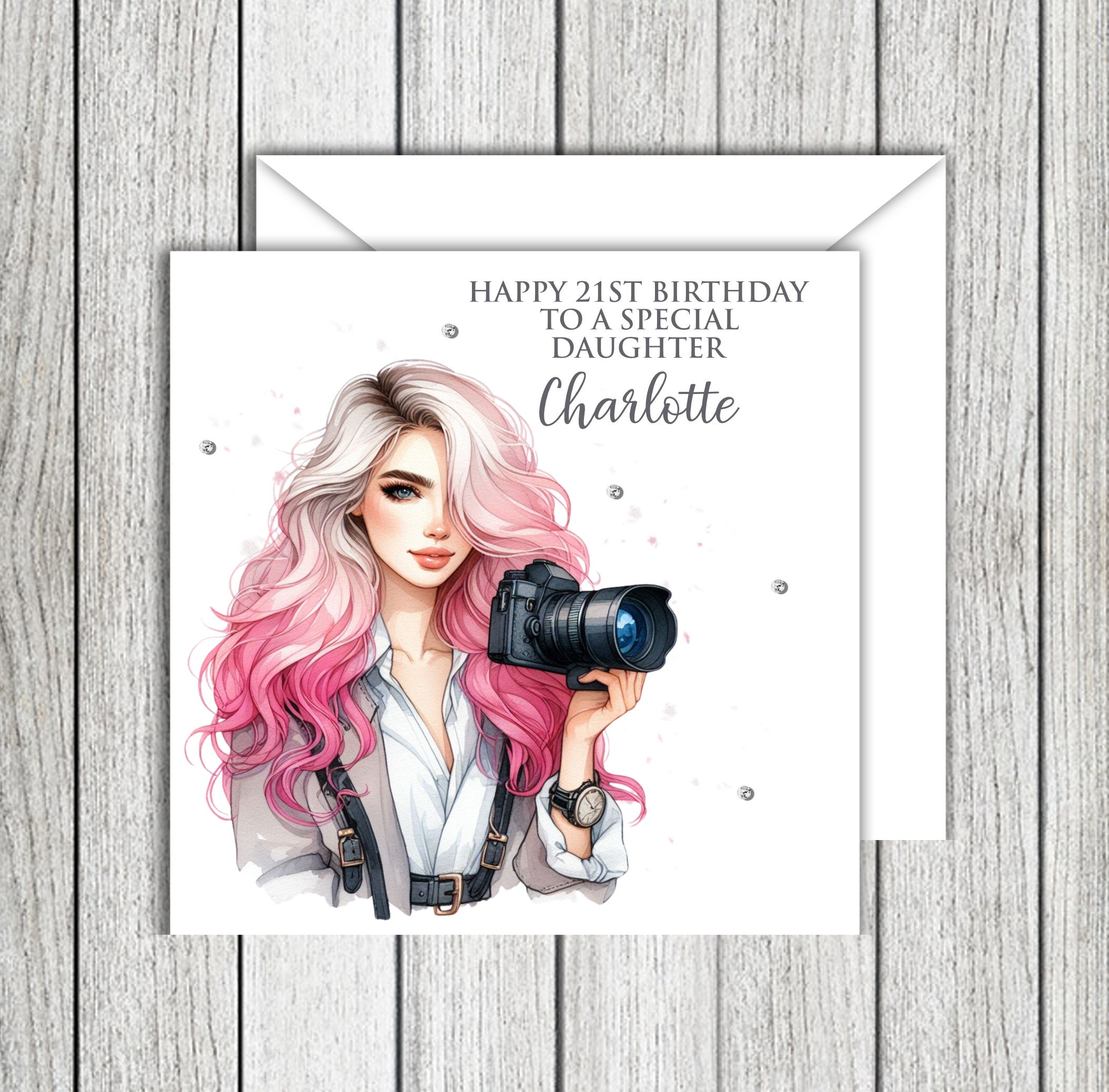 Female Blonde Hair Photographer, Birthday card