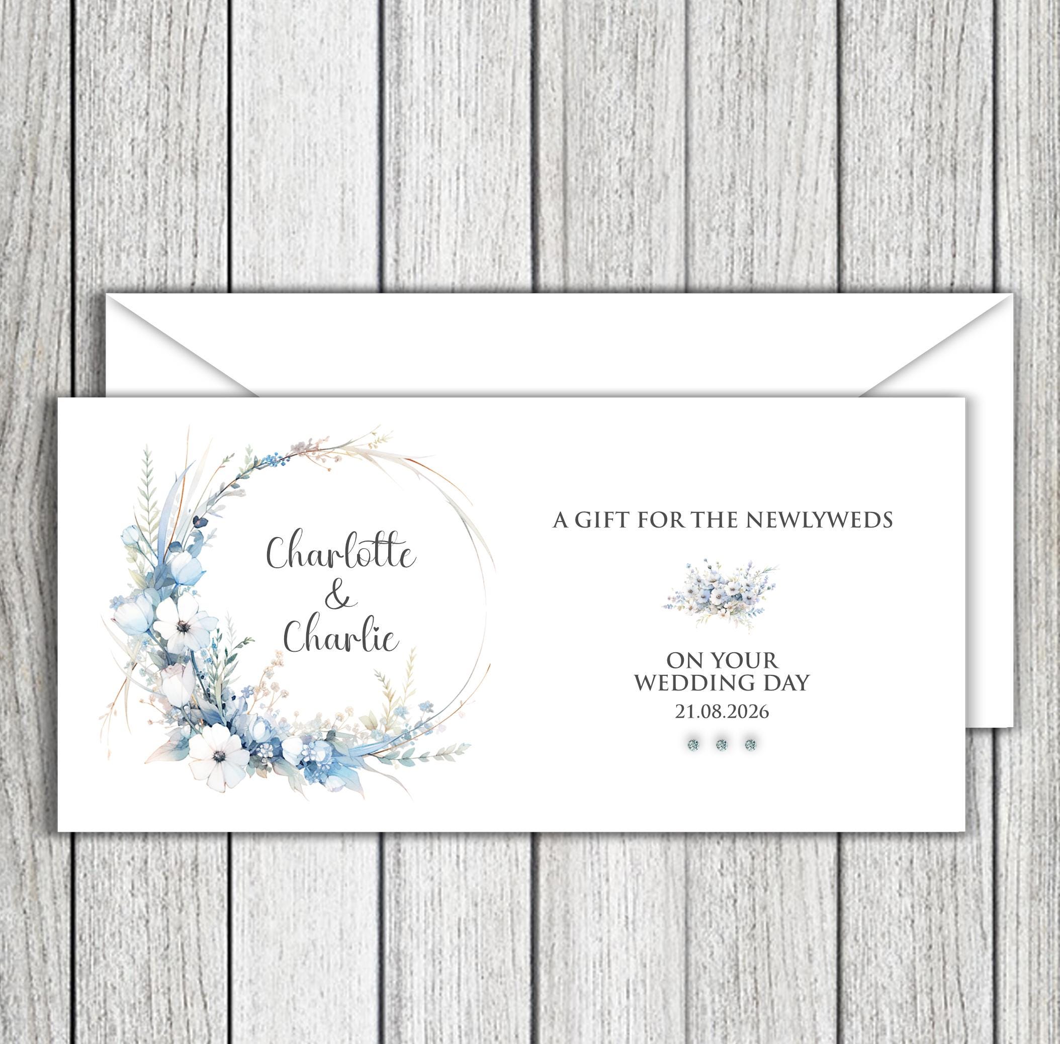 Blue Floral Wedding Money/Gift Voucher Wallet