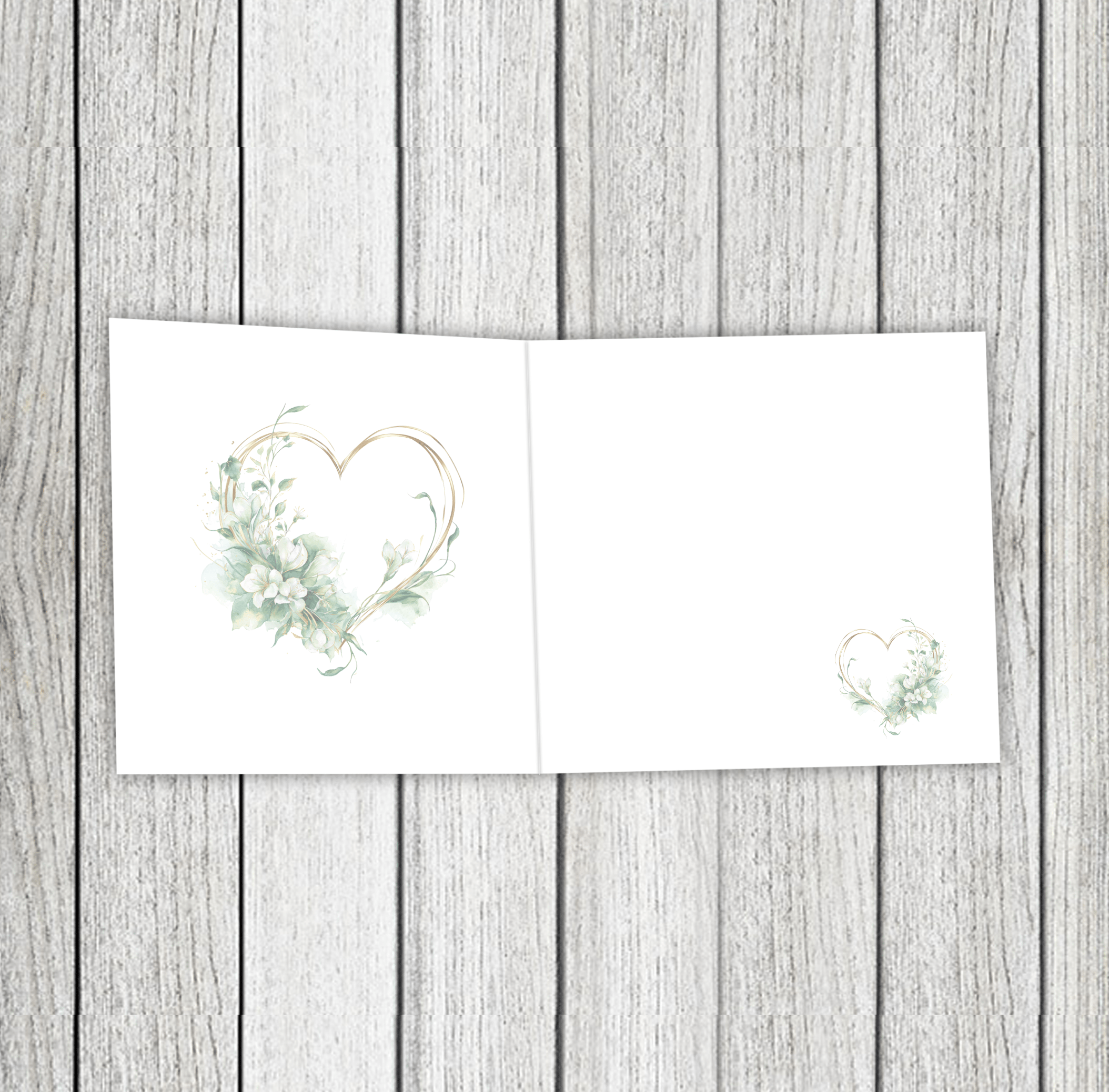 Vow Renewal Green floral Heart Card - Image 2