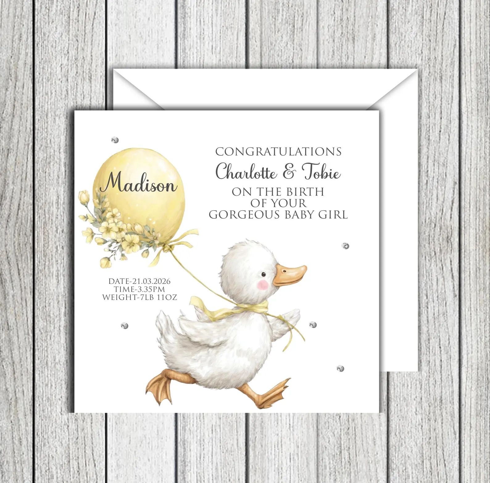Cute Duckling New Baby Card - Image 3
