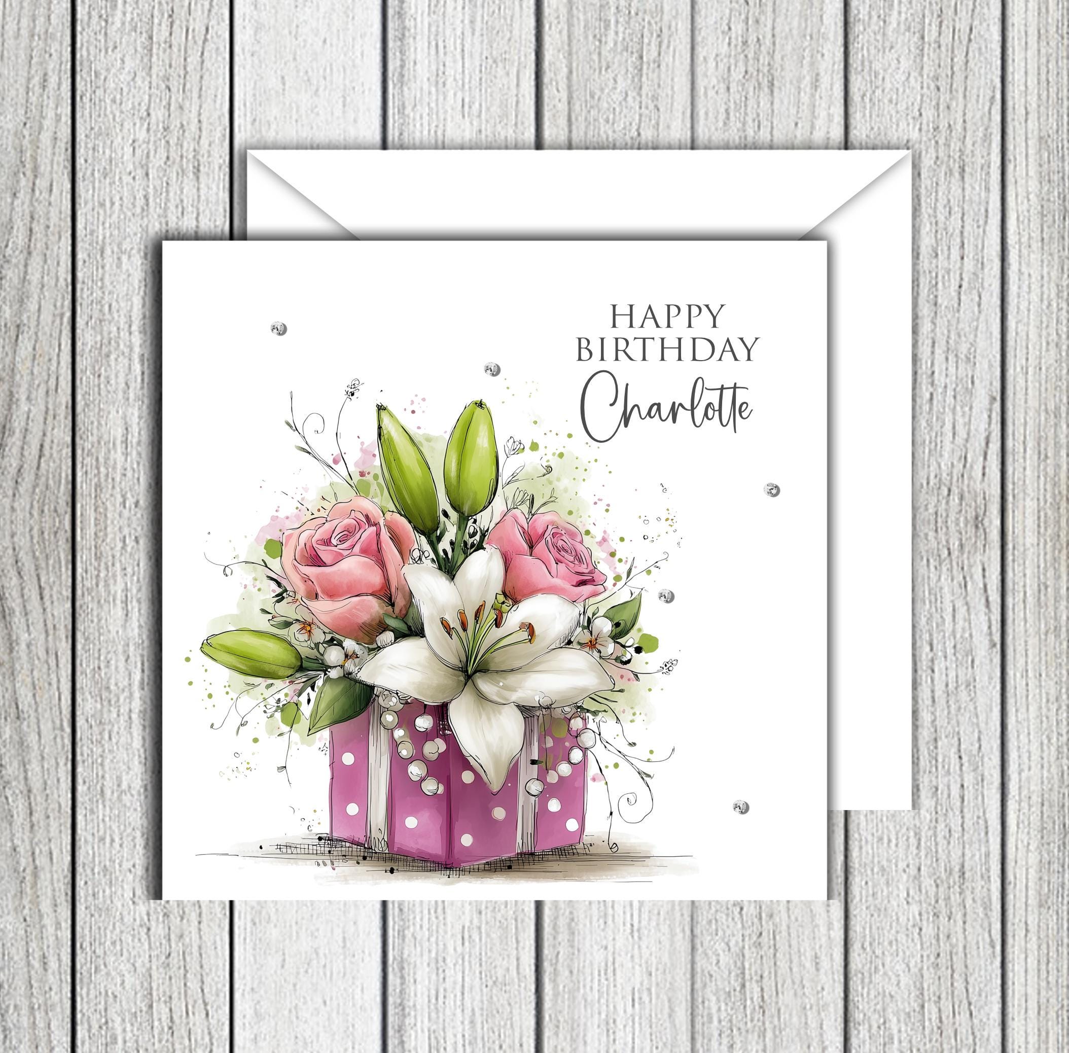 Flower Gift Box Birthday Card