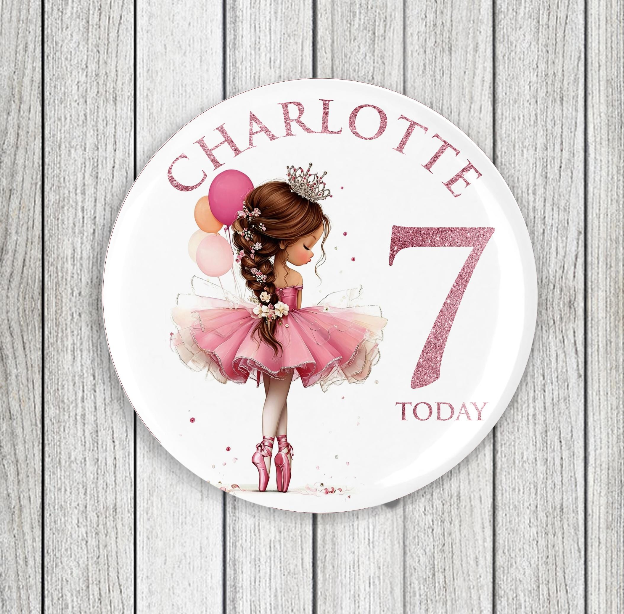 Personalised Ballerina Birthday Badge 58mm