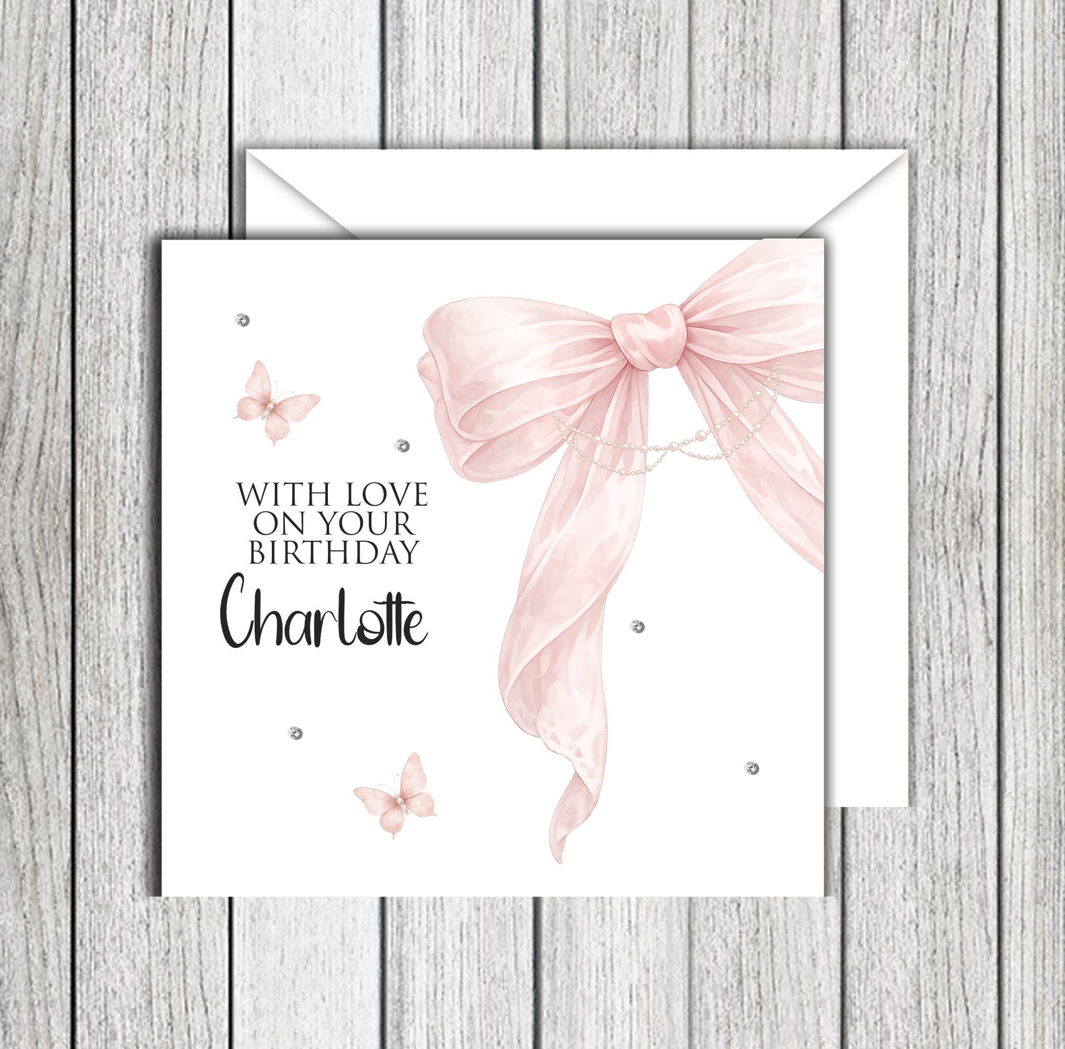 Butterflies & Bows Personalised Birthday Card