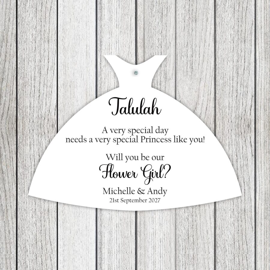 Flower Girl Card Dress-Shaped Personalised